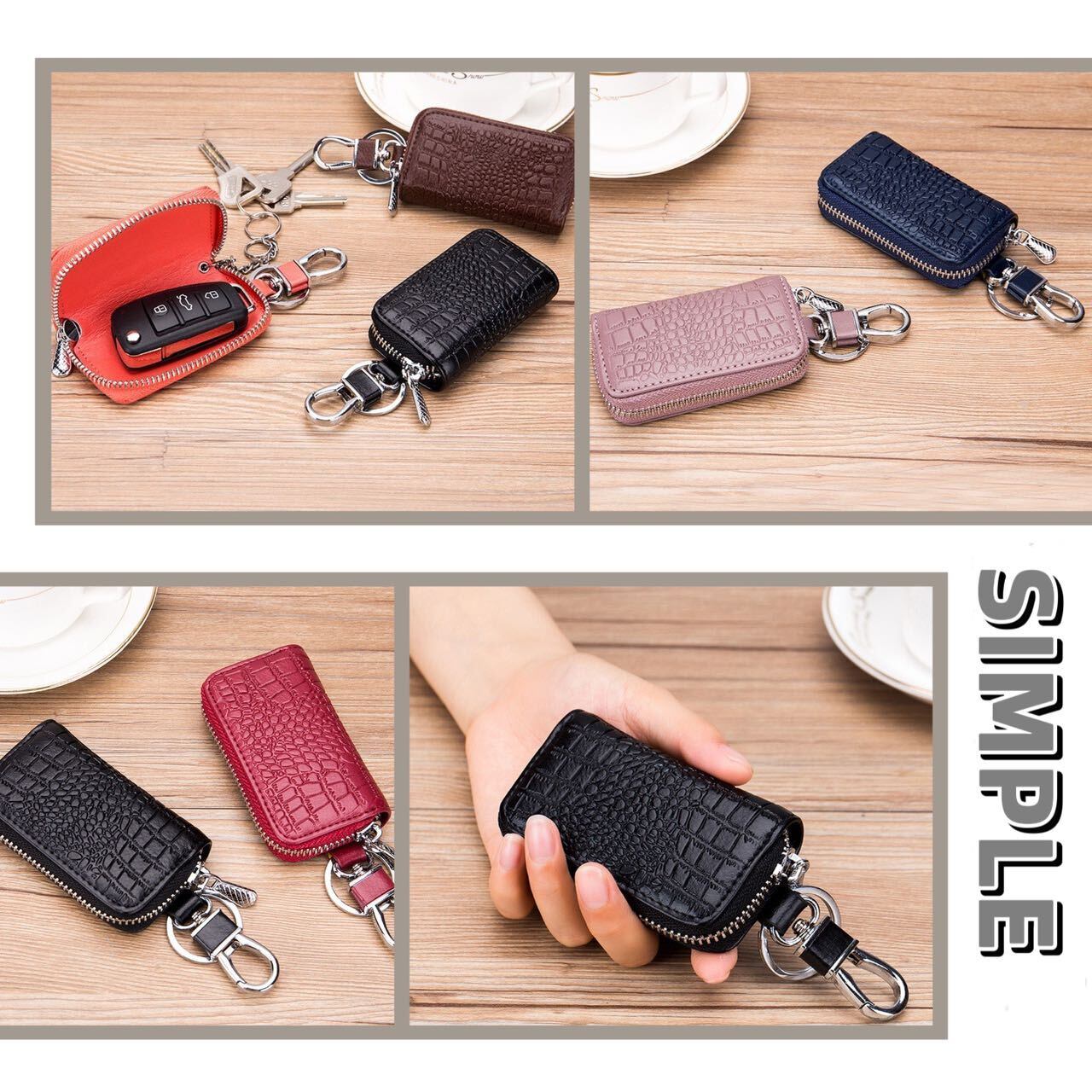 スマートキー 本革 キーケース キーフォブ ab-kp504 スマートキーケース Poche【本革】ダブルファスナー Charis 財布・ケース・小物入れ