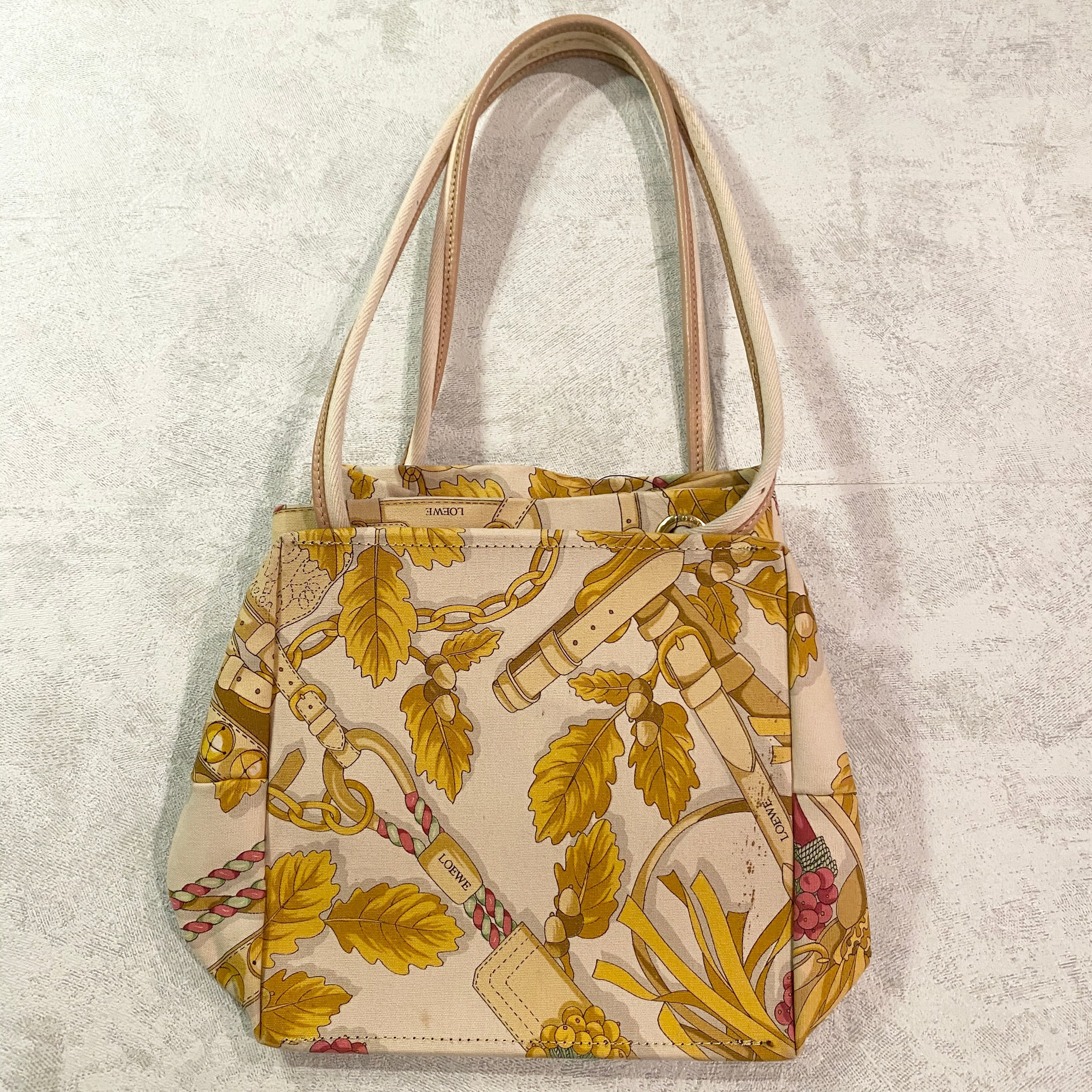 vintage LOEWE cube form scarf pattern canvas bag | NOIR ONLINE