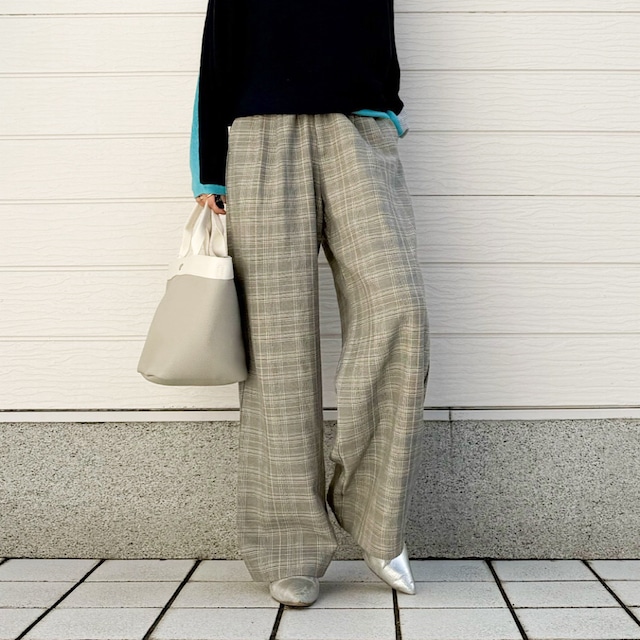 グログランラインチェックパンツ