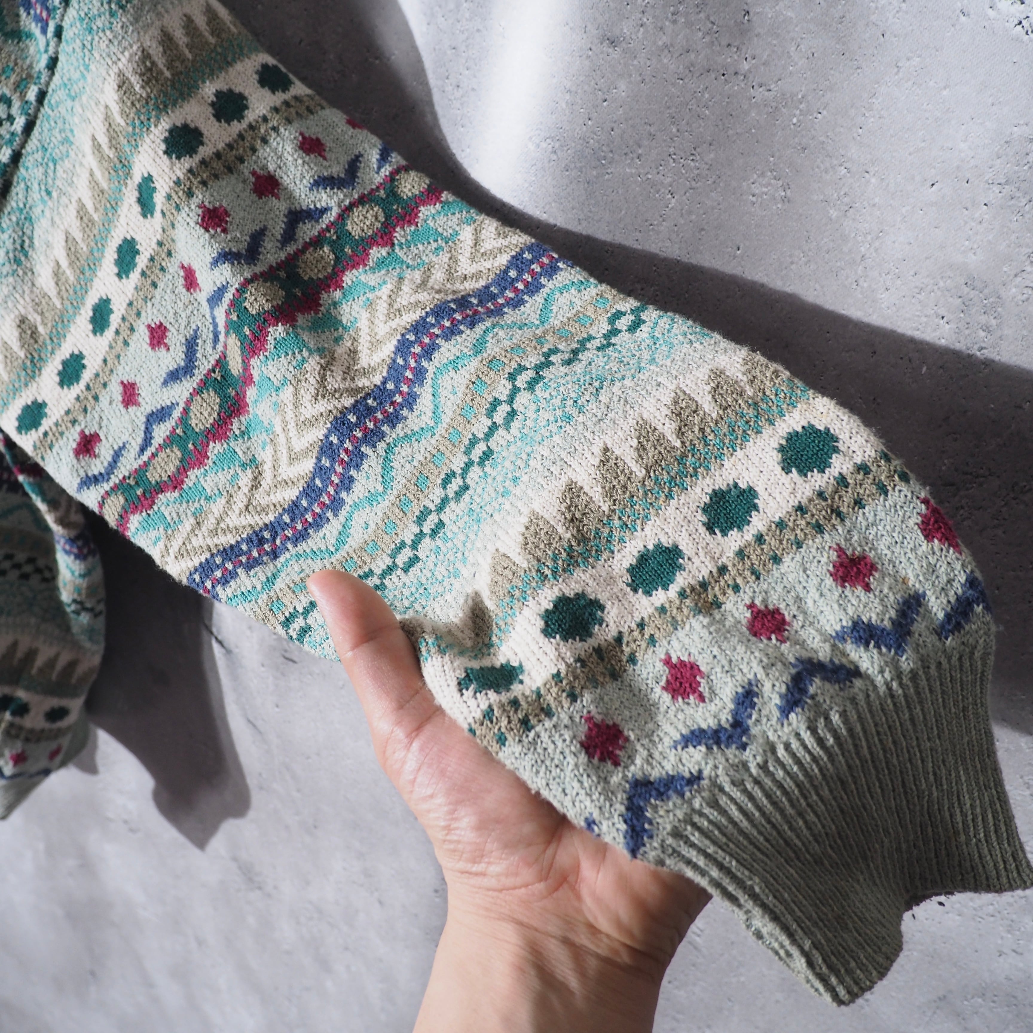 1990s " Made in Italy " Mint green Color vintage loose knit cardigan