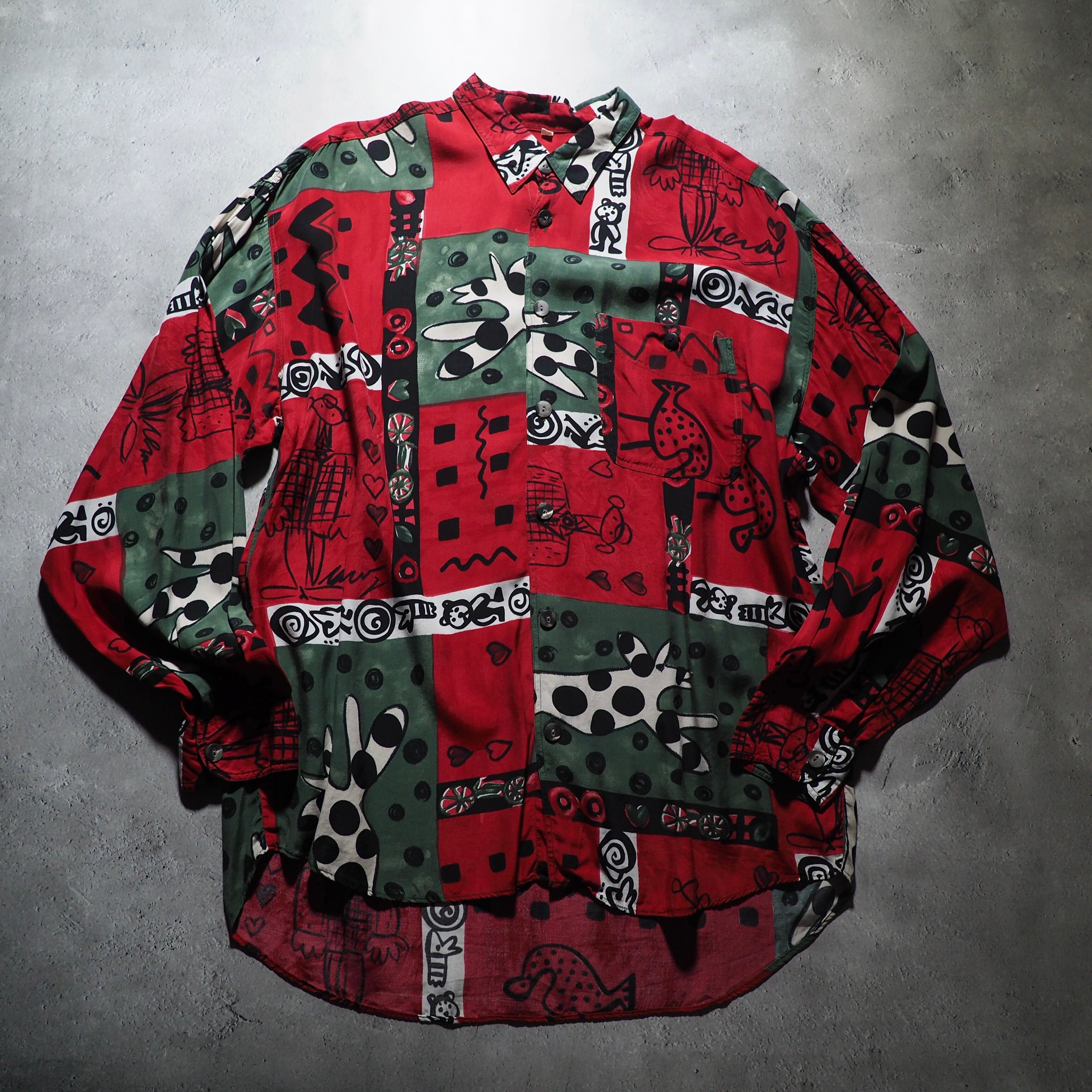 1990s Modern Retro art Painting vintage Drape loose shirt