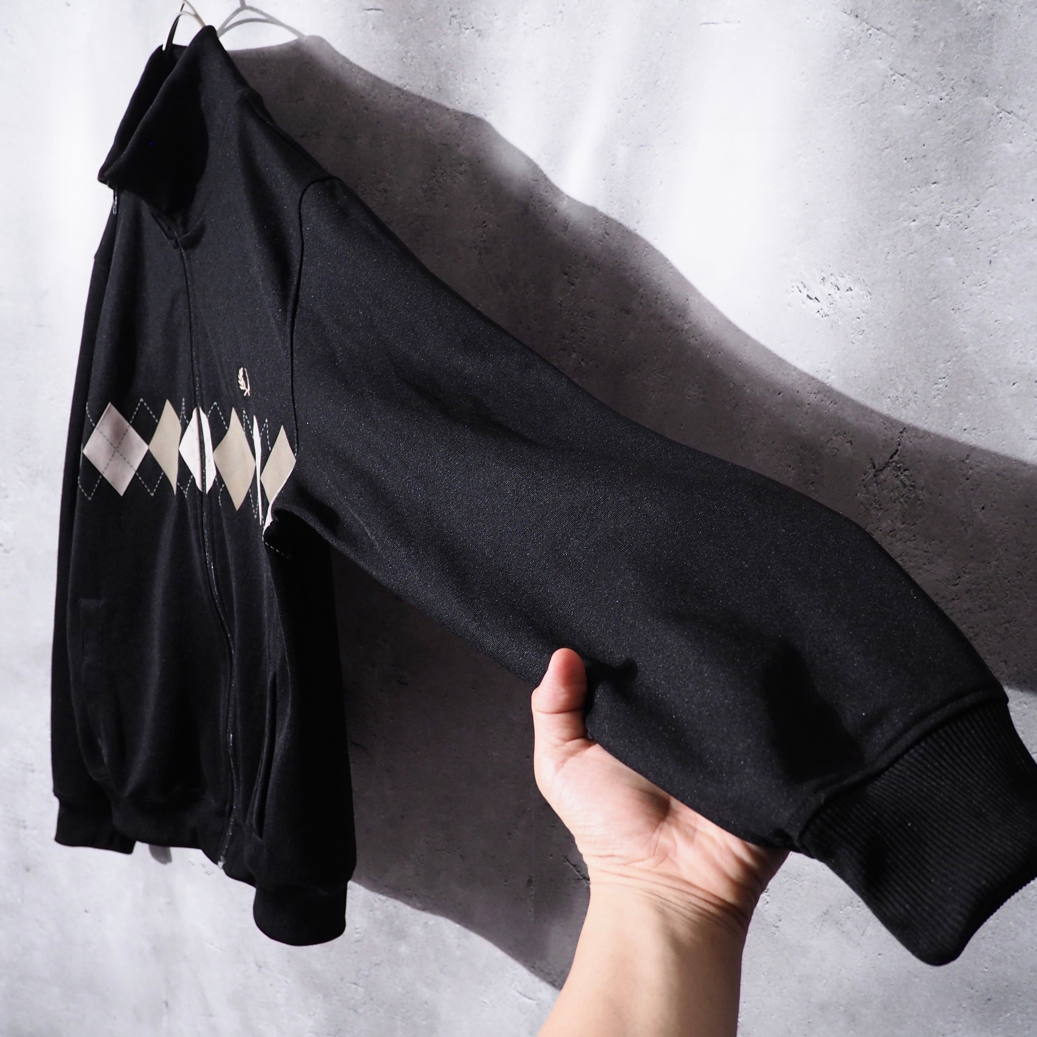 " FRED PERRY " Suede Diamond Pattern vintage High neck Track jacket (made in portugal)