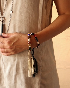 multi beads silk cord bracelet