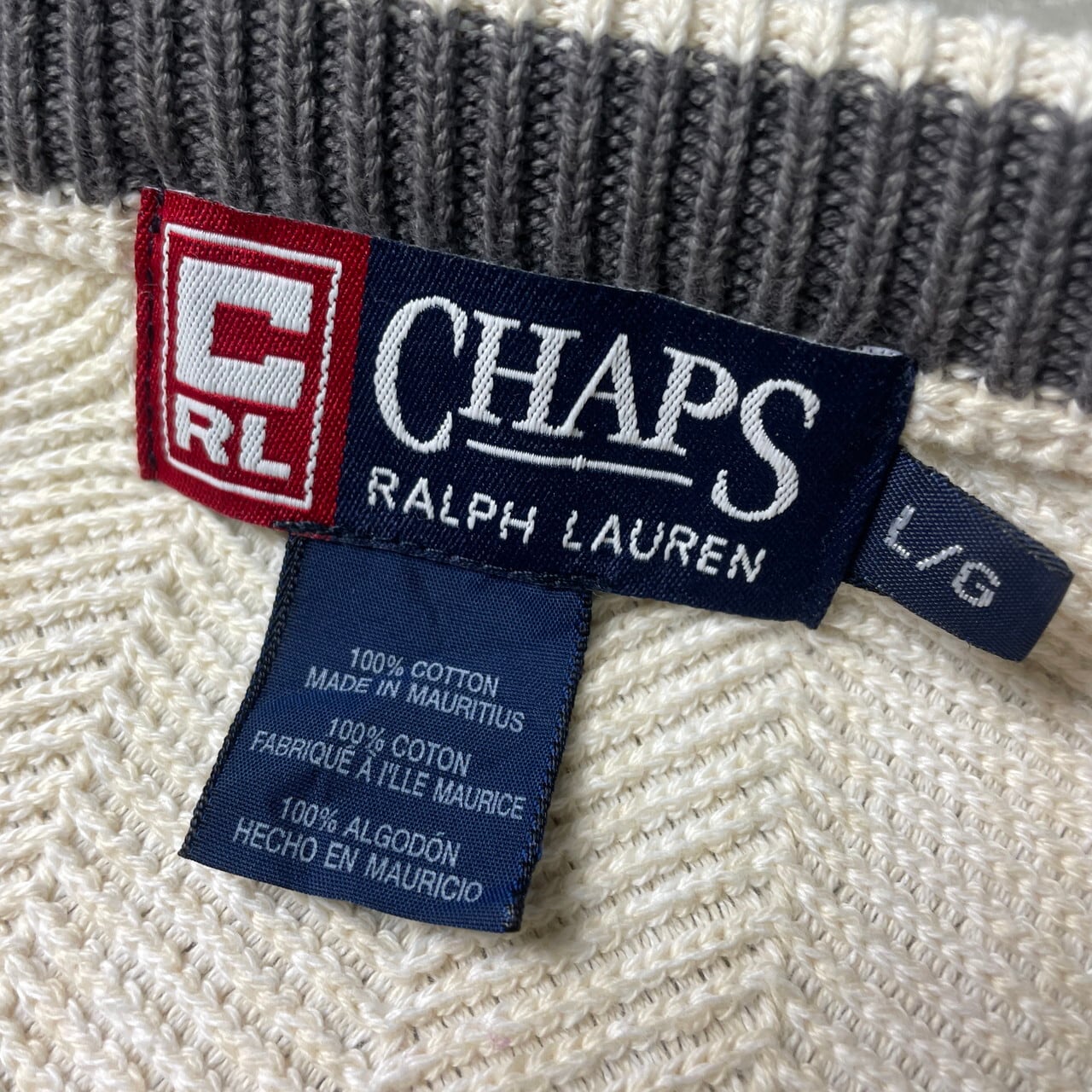 【美品】CHAPSラルフローレン ワンポイント 刺繍ロゴ セーター　メンズL CHAPS RALPH LAUREN(チャップスラルフローレン) ⁄ ロゴ刺繍ワン
