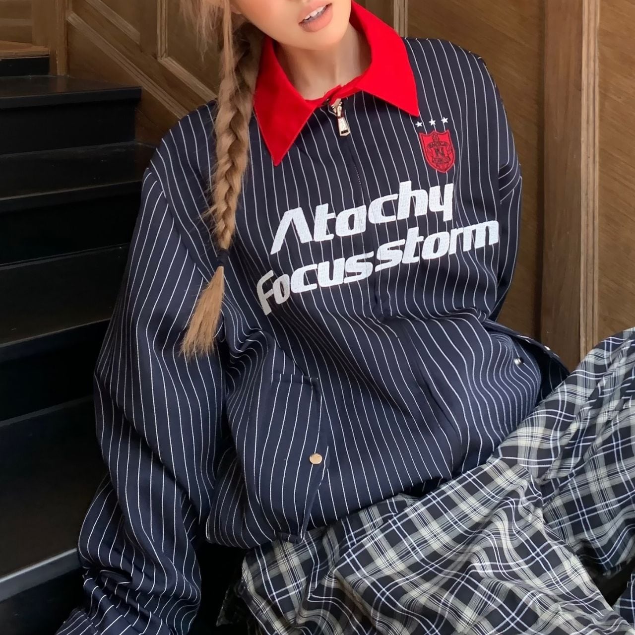 カラーアクセントストライプロゴジップ R00854