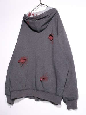 REMAKE /  blood cross design zip-up foodie