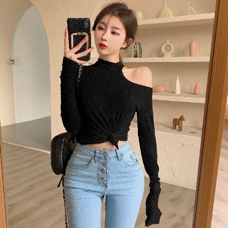 カラーTシャツ シャツ オータムスタイル薄手トップス ロング 秋物 ハンチェンe98028104045