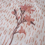 ブロックプリント生地【50cm単位】インド綿 ストライプ柄 白×くすみオレンジ×カーキ #41983-WT4