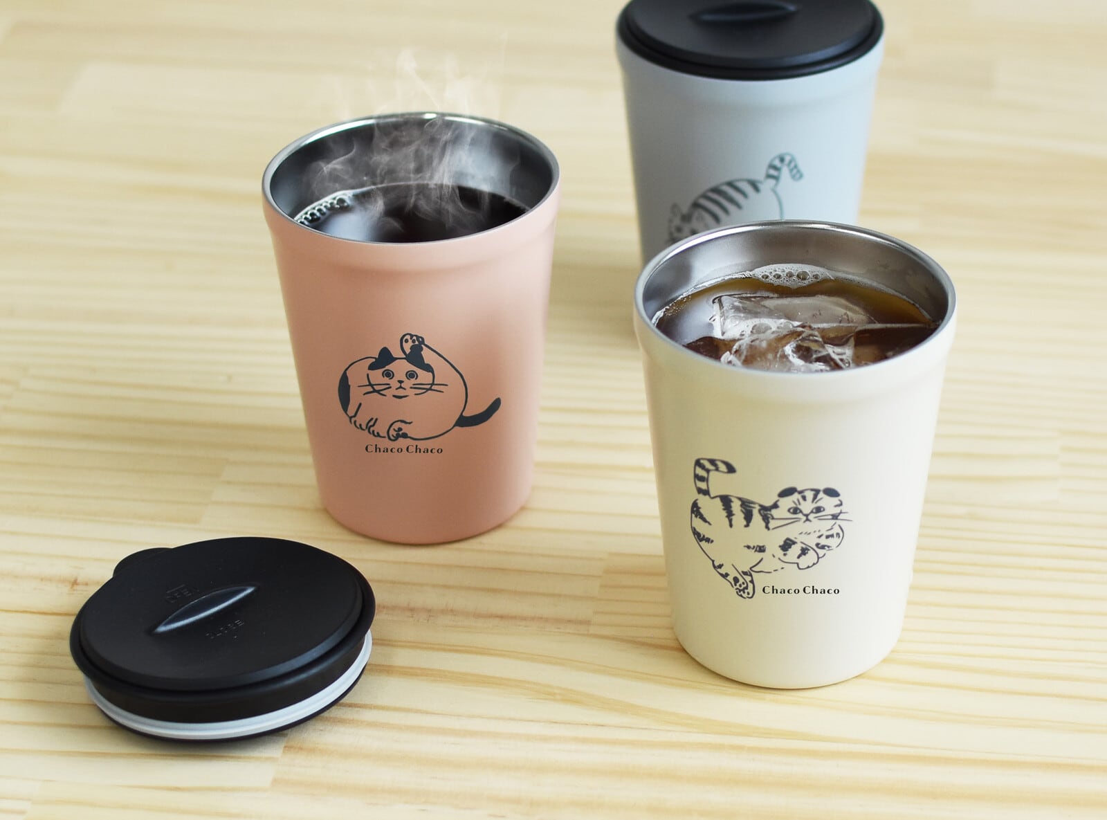 保冷保温フタ付ステンレスタンブラー|ChacoChaco 猫 ねこ ネコ 猫雑貨 猫グッズ かわいい プレゼント 贈り物 おうち時間 おうちカフェ