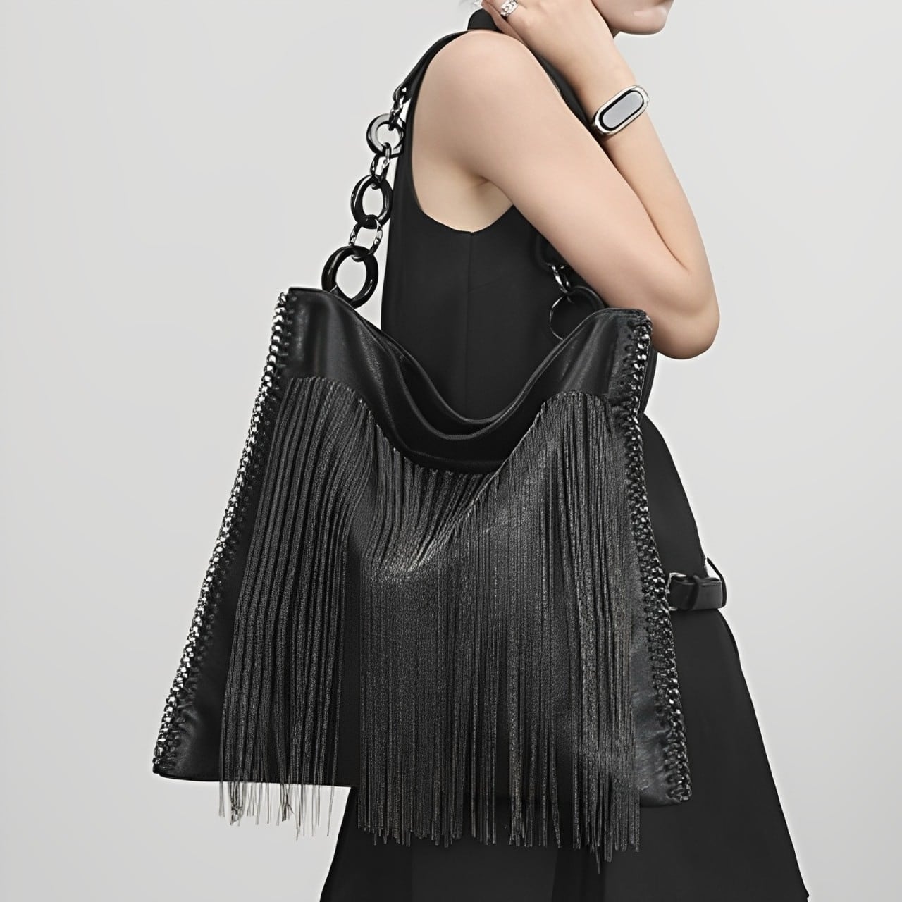 Chain fringe 2way bag V1932