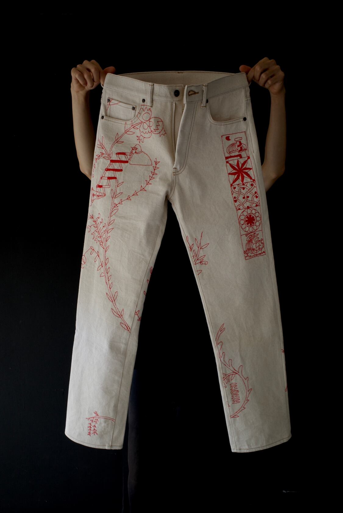 コッキ KHOKI 22AW SUZANI COLLAGE TROUSER ECRU デニムパンツ