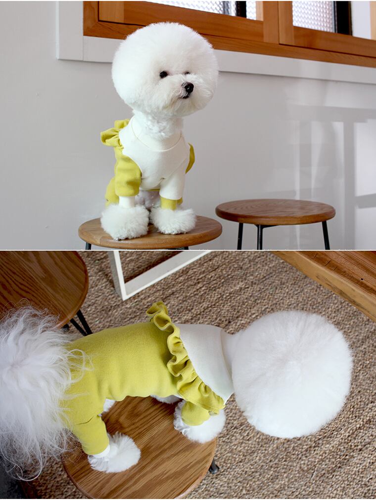 【SALE】斜線フリルオールインワン S ~ XL 2color  /  犬服 新作 オールインワン つなぎ ドッグウェア 小型犬 中型犬