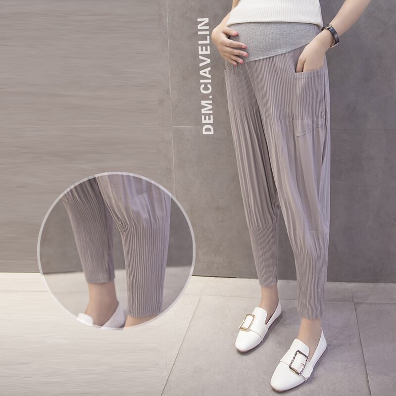 【新作】【送料無料】 マタニティハーレムパンツピュアカラーベリーサポートプリーツナインスパンツ AL expec35107819212