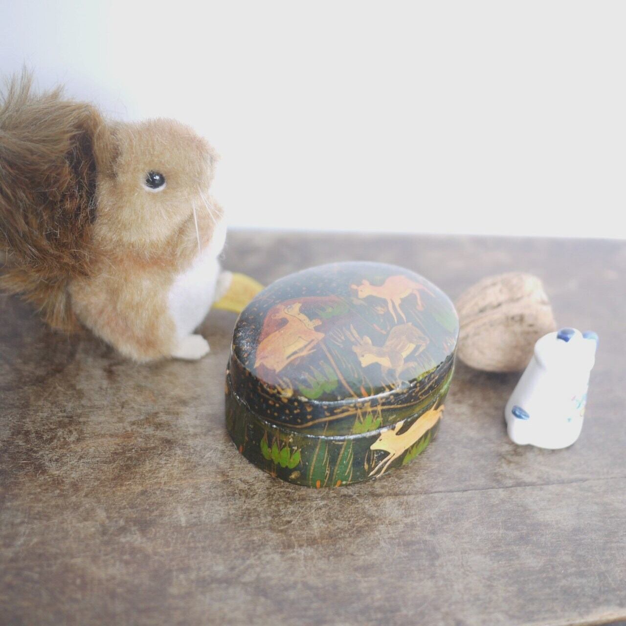 鹿デザイン 黒の trinketbox