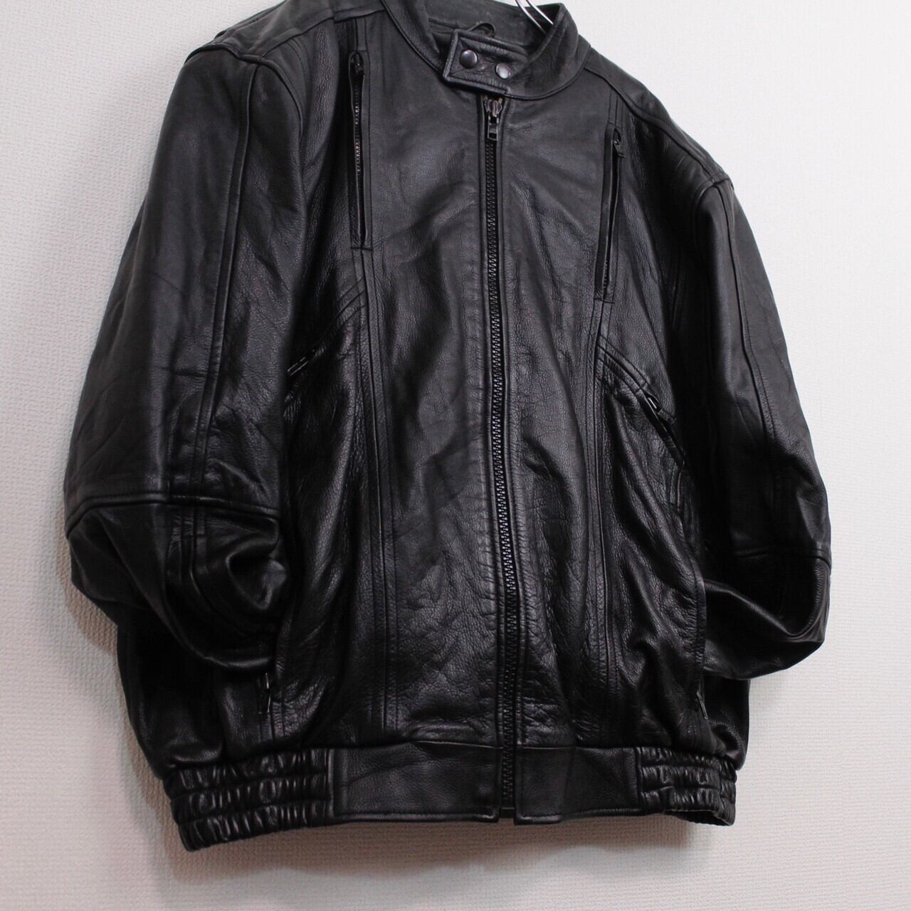 Caka act2】Special Zip Design Vintage Leather Jacket | Caka