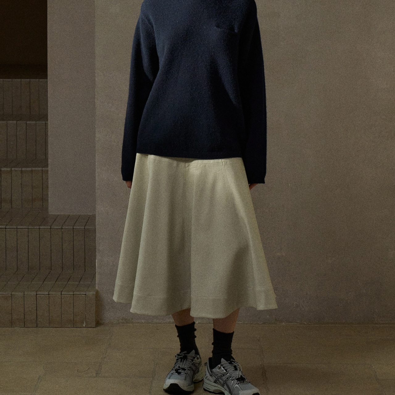 Fake Leather Flare Skirt T3948