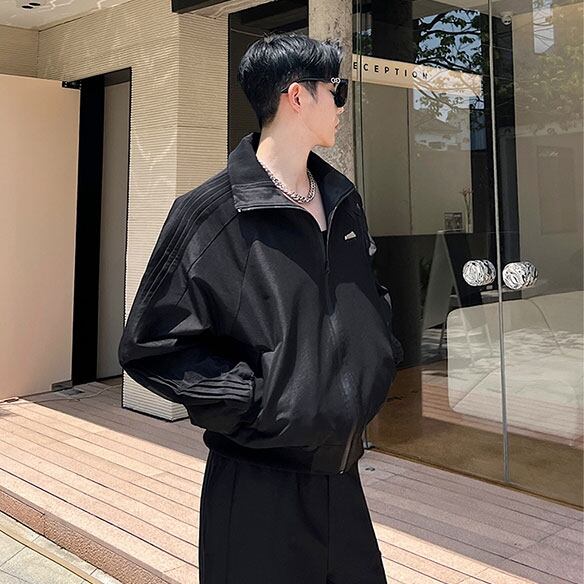 予約販売】メンズ セットアップ 上下 ジャージ スエット 長袖 無地 黒