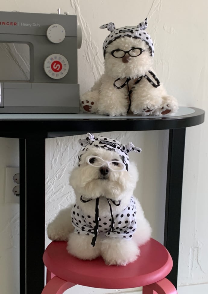在庫確保済【MININUT】Polka Dot Bunny Bonnet (2Color)