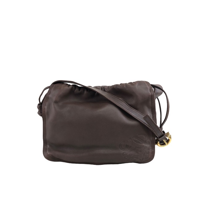 LOEWE ロエベ ショルダーバッグ ブラウン アナグラム レザー 巾着 vintage ヴィンテージ オールド pykteg