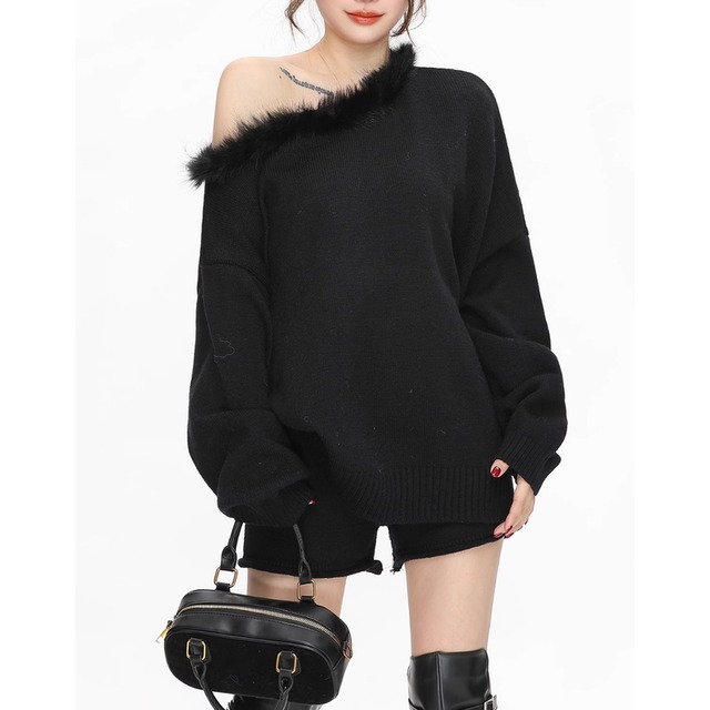 knit docking off-shoulder setup la1282