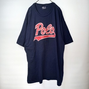 90s　アメリカ製　ラルフローレン　クルーネック　ロゴTシャツ　ビッグロゴ　紺