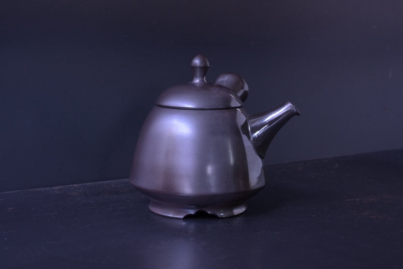 吉川雪堂 朱泥急須 窯変