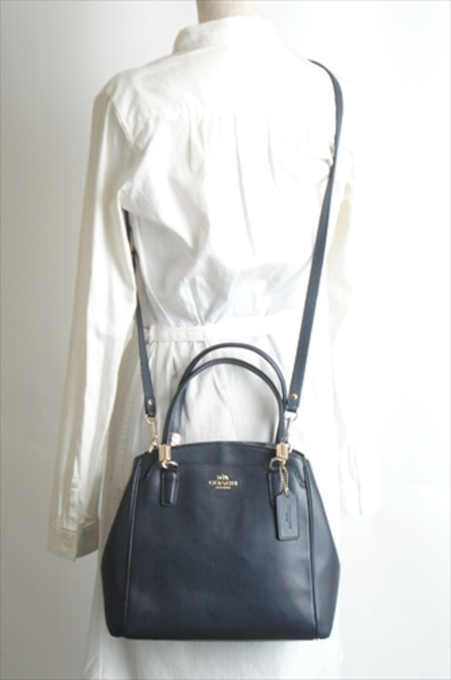COACH コーチ レザー 2way ショルダーバッグ 本革 ネイビー 紺色 レディース ifg2138