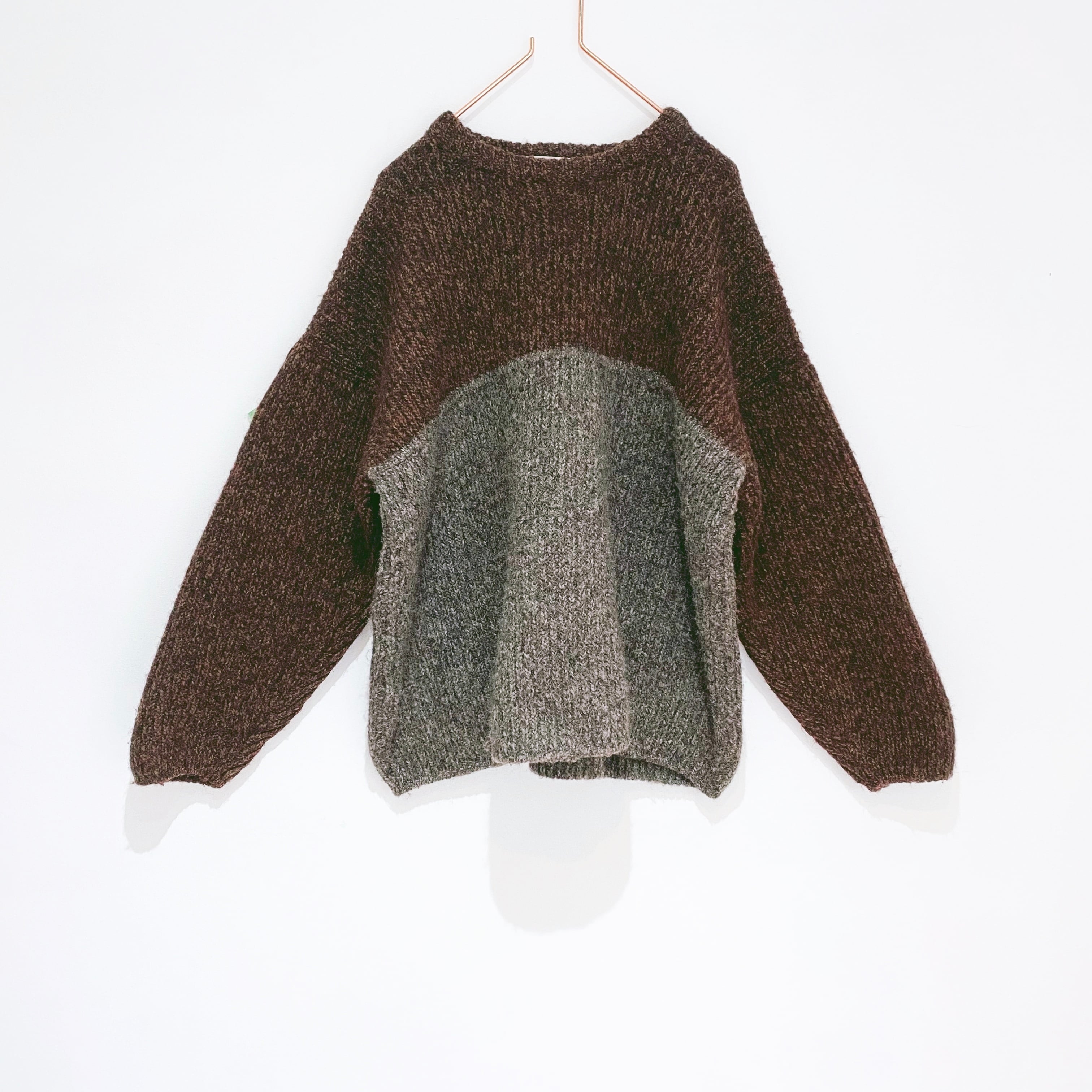 ◼︎80s vintage bi-color rib hand knitted sweater from Ireland◼︎