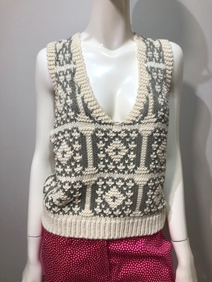 DR.BLOOM  GreySunny Vest  Col.Ivory/Grey サマーニットベスト　 スペイン製