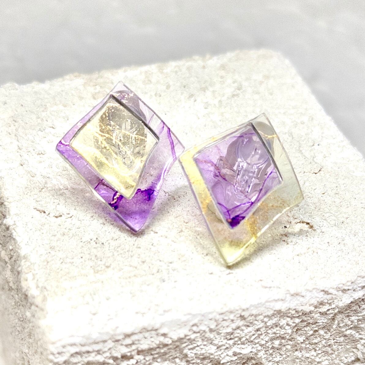 グロス♢イヤリングM [ ダイヤ ]  - Purple × Yellow