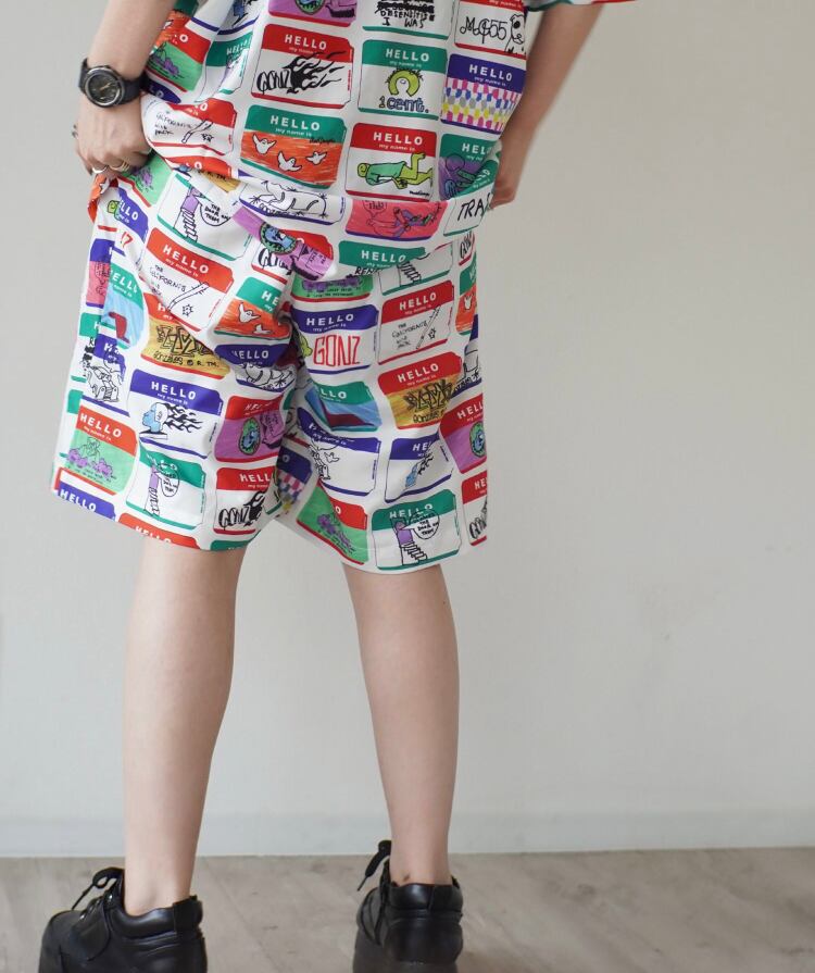 MARK GONZALES (マークゴンザレス) 総柄 ショートパンツ 2G3-11901 ホワイト