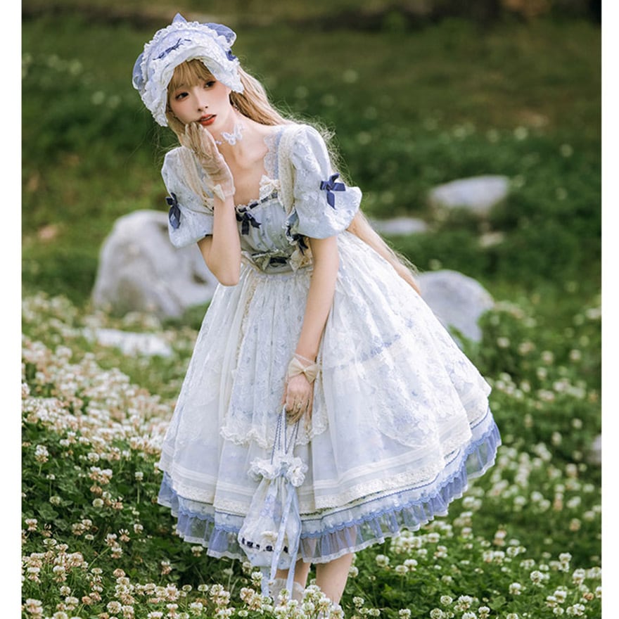 SEASONZ レーススカート ワンピース 重ね着 花柄 上品 クラロリ 原宿