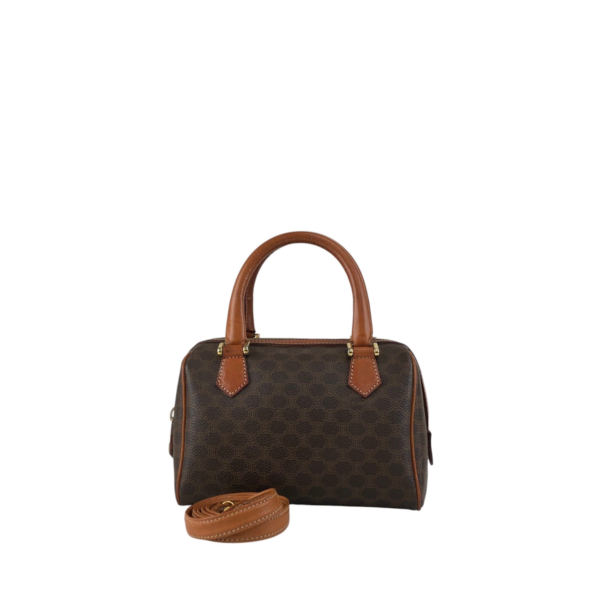 CELINE セリーヌ マカダム ショルダーバッグ ブラウン ブラゾン型押し