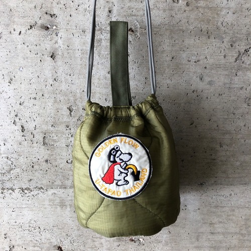 【HB1082】 ショルダー ミリタリー USA　ライナーリメイク　ペイシェントバッグ　巾着　