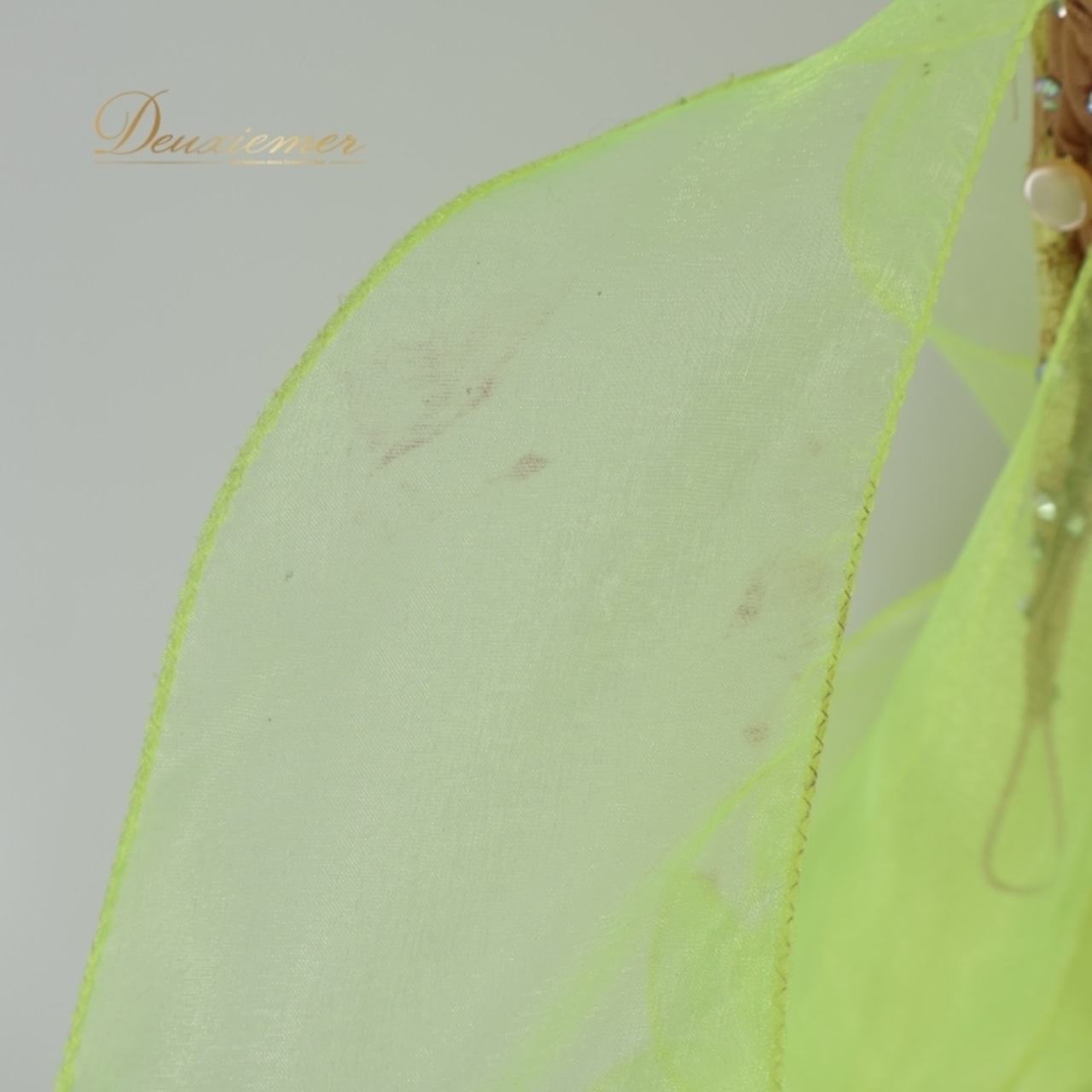 社交ダンス 衣装 スタンダードドレス ワンピース ドレス グリーン系 イエロー系 黄緑 黄色 蛍光 フロート レース フリル デモ 競技 ダンス パーティ 発表会 華やか 明るい色 衣装 発表会用