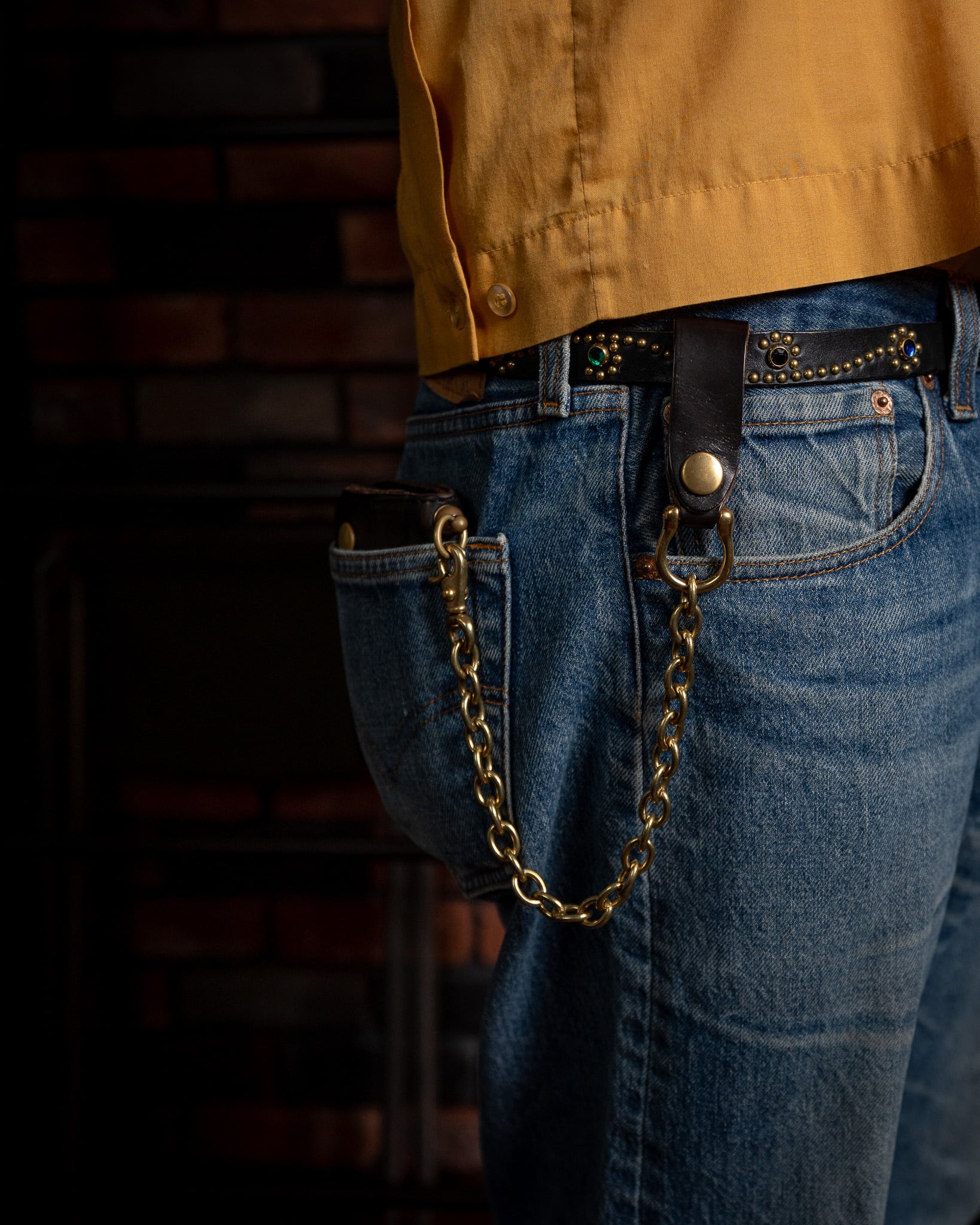 Additive and Line】Leather Wallet Chain Horse Butt & Brass WCH-006