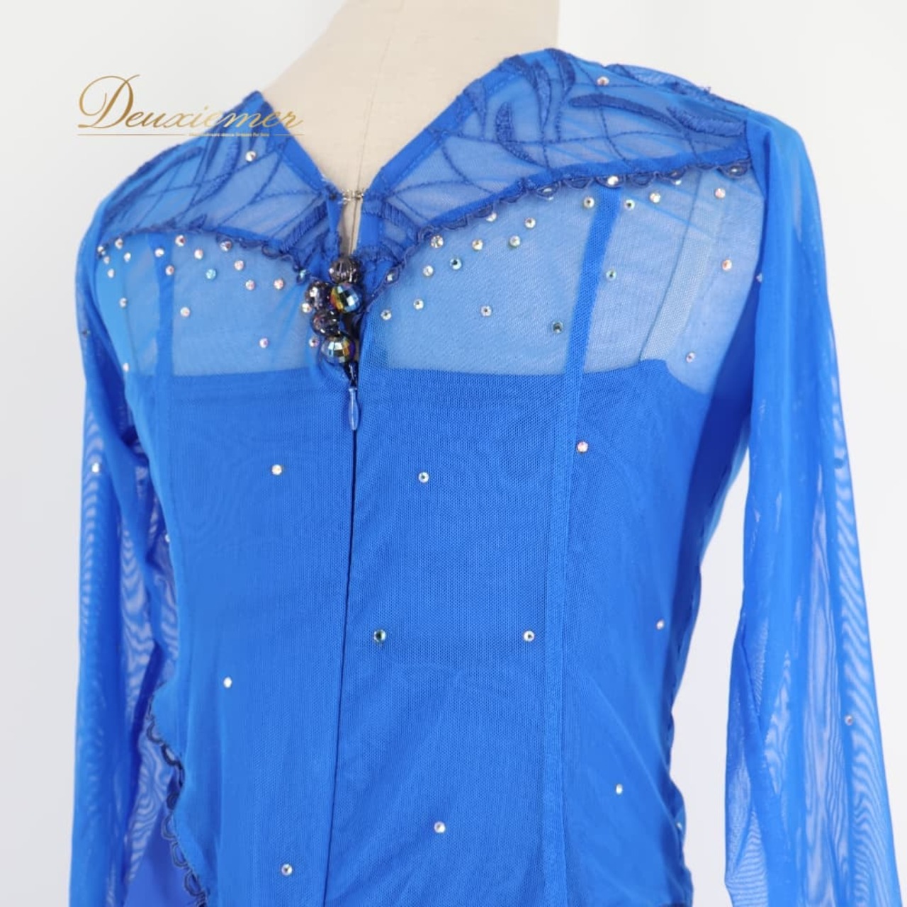 社交ダンス 衣装 ワンピース ドレス ブルー系 青 Grace レース ダンス パーティ 発表会 軽い フリル きれいめ 上品 大人 キラキラ 発表会ドレス ダンス衣装 女性用 エレガント ダンスパーティー 衣装用ドレス