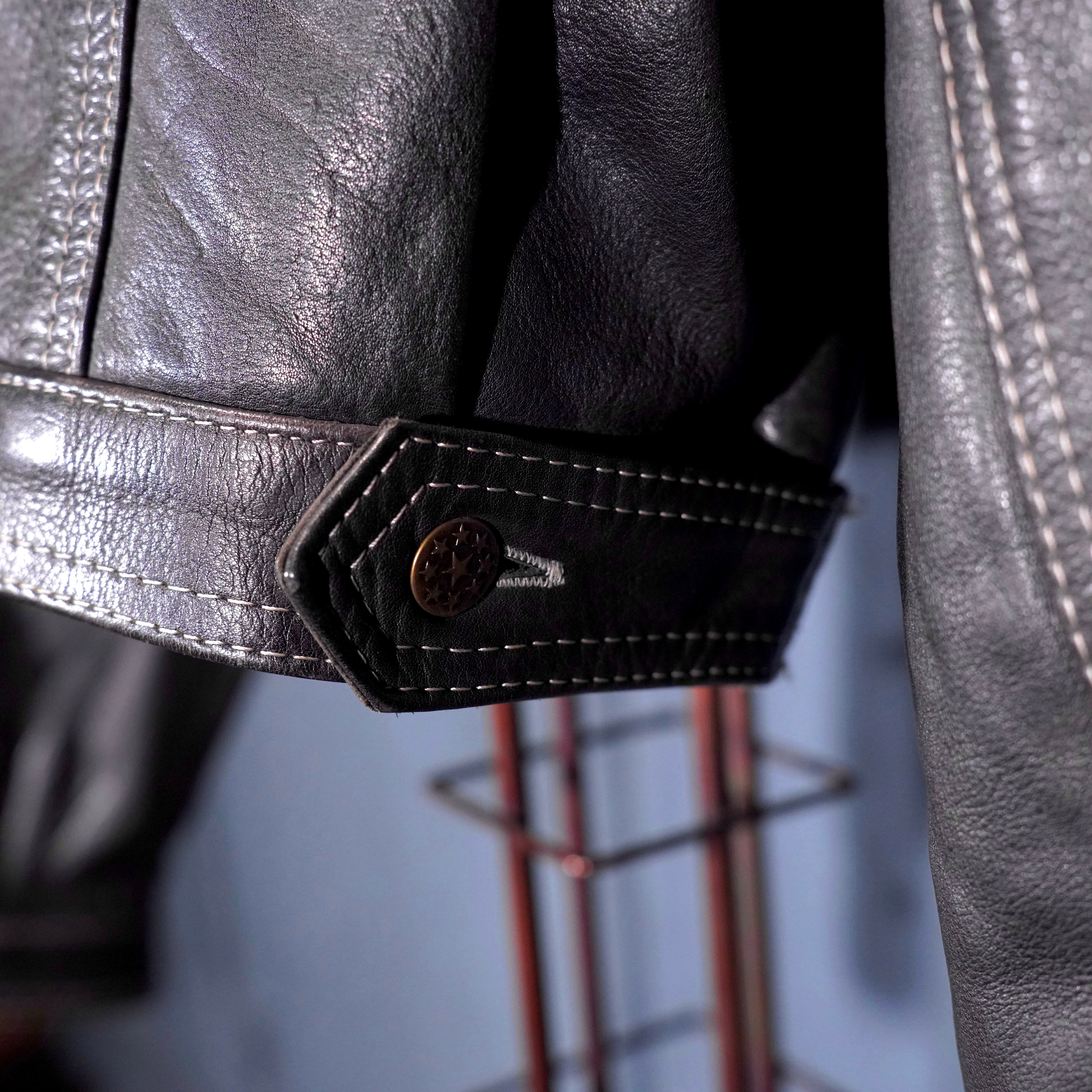 USA VINTAGE FADED DESIGN LEATHER TRACKER JACKET/アメリカ古着