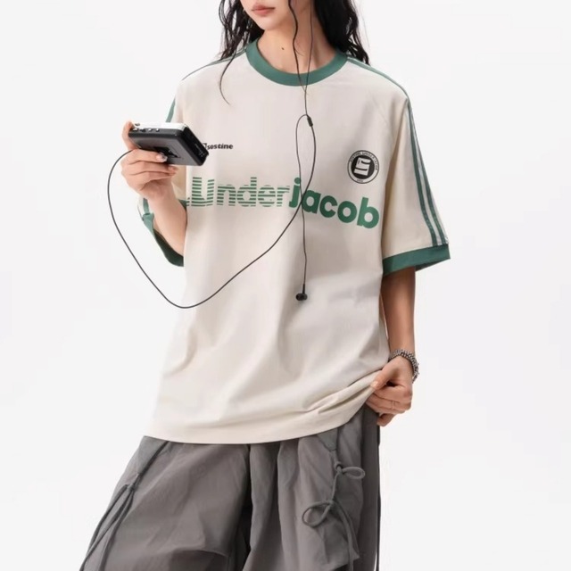 トラックラインスポーツミックスラグランTシャツ 2col   R01925