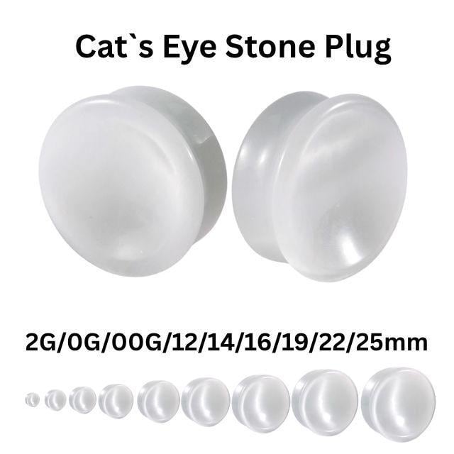 ボディピアス 22mm 25mm ホワイト キャッツアイ ダブルフレア 拡張