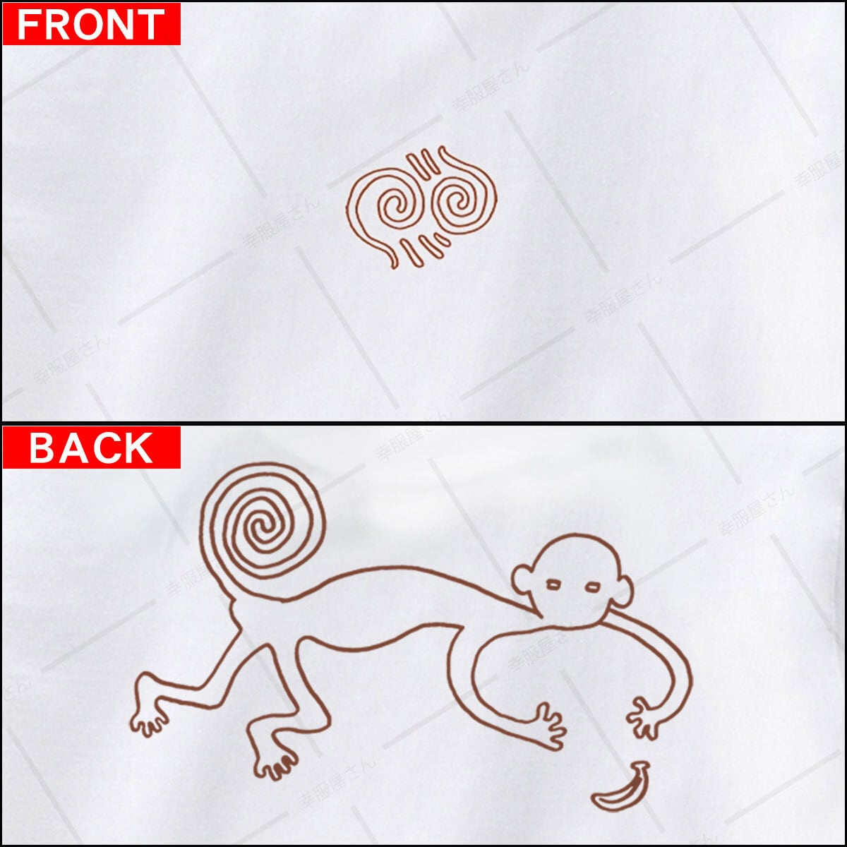 ナスカの地上絵風 おサル Tシャツ am44