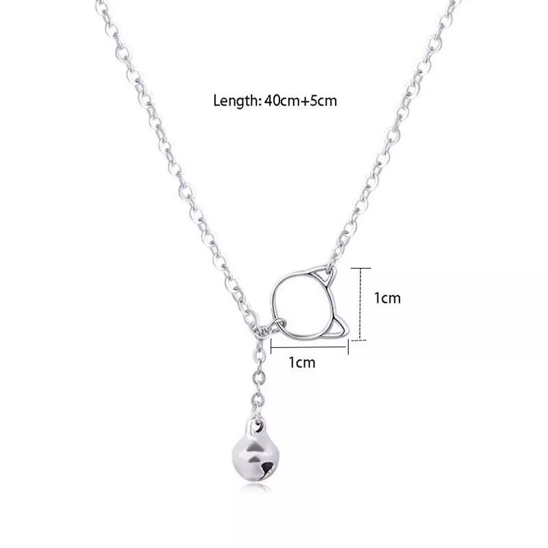 【送料無料】silver 猫と鈴モチーフチェーンネックレス