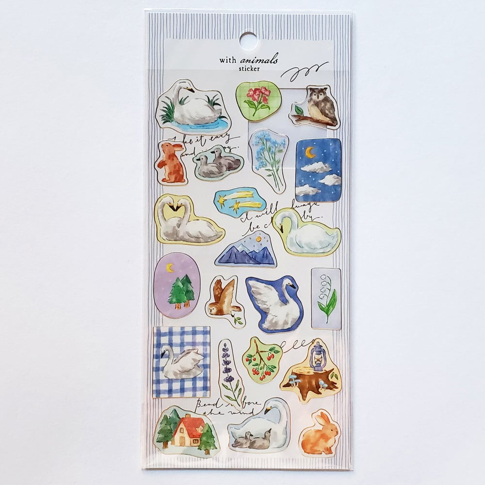 ウィズアニマルズステッカーシール 82574 ハクチョウ スワン白鳥