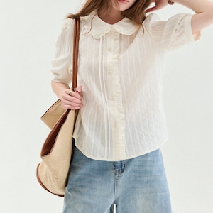 frill collar sheer blouse