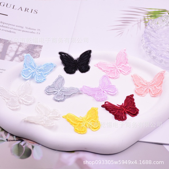 5cm二重刺繍レース蝶翼アクセサリー