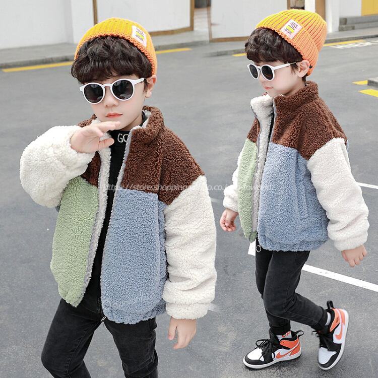90㎝-140㎝】ボアジャケット ブルゾン 厚手 コート 韓国版 男の子 韓国 