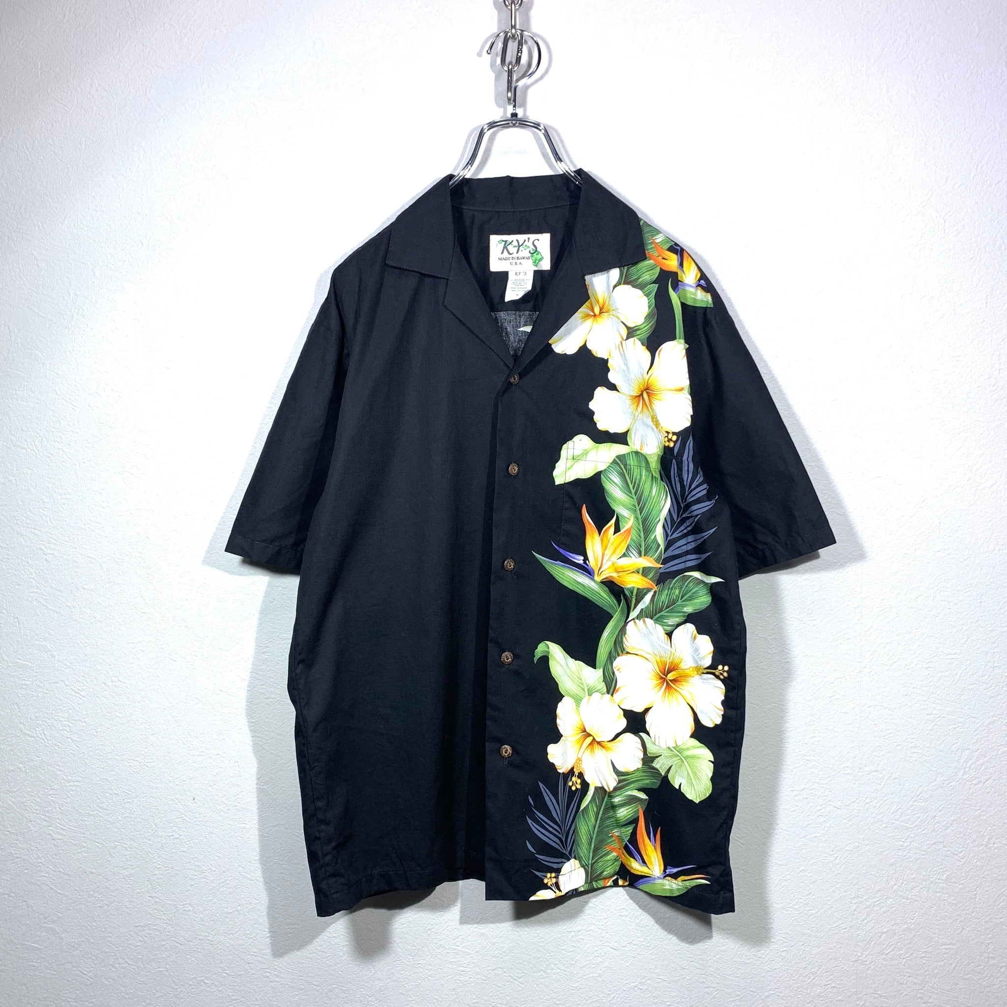 総柄 アロハシャツ ボタニカル柄 アシンメトリー ハワイ製 | 古着屋 KafuCa