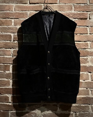 【Caka act3】80's〜90's Suede × Knit Switching Euro Vintage Loose Vest