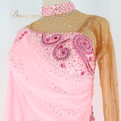 社交ダンス 衣装 スタンダードドレス ワンピース ドレス スタンダード フロート レース デモ 競技 ダンス パーティ 発表会 綺麗 かわいい 明るい 無地 ピンク系 可愛い ピンク シフォン ふんわり フロート レディース Lサイズ おしゃれ イベント 発表会用 女性服 ダンス用ドレス 競技用衣装 ステージ衣装