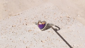 Purple copper heart turquoise ring《silver925》【受注製作】